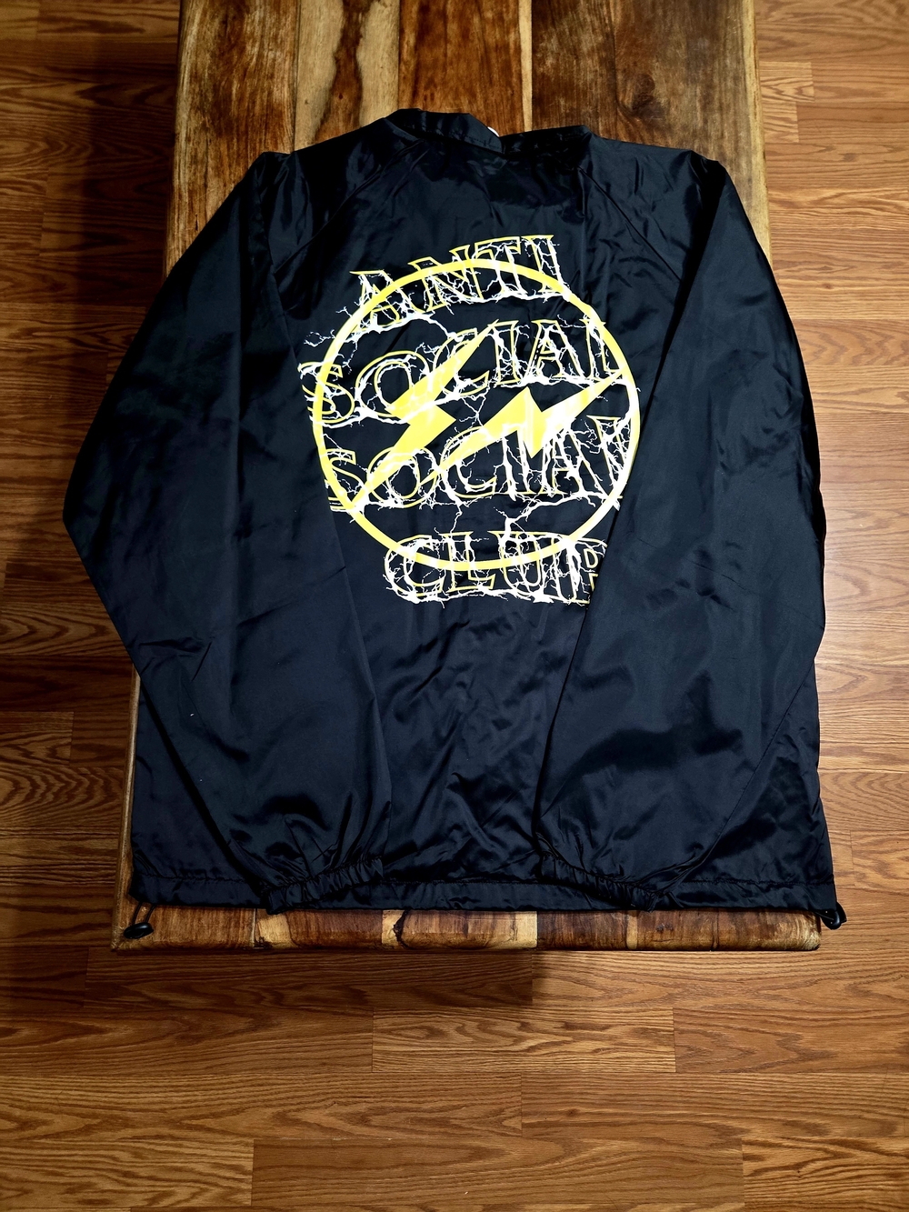 Anti Social Social Club Black Windbreaker Jacket with Yellow Logo